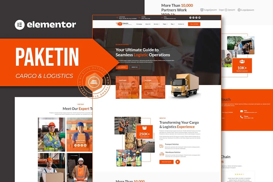 Paketin – Kit de plantillas Elementor para carga y logística