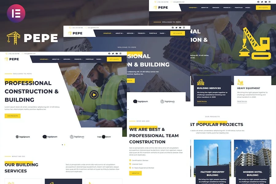 Pepe – Template Kit Elementor de Servicios Empresariales de Construcción y Construcción