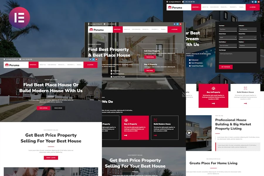 Peruma – Template Kit Elementor para anuncios de bienes raíces y propiedades