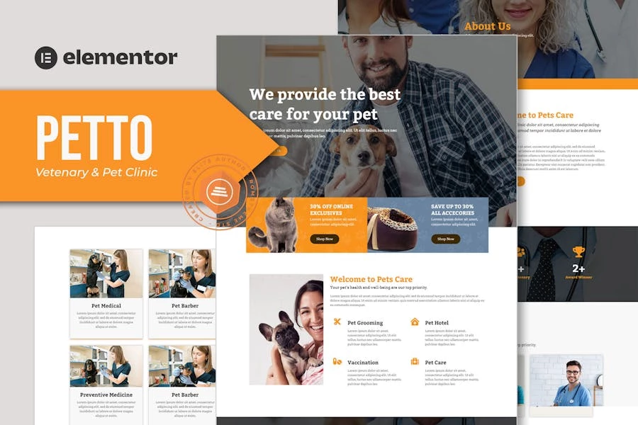 Petto – Template Kit para clínica veterinaria de mascotas