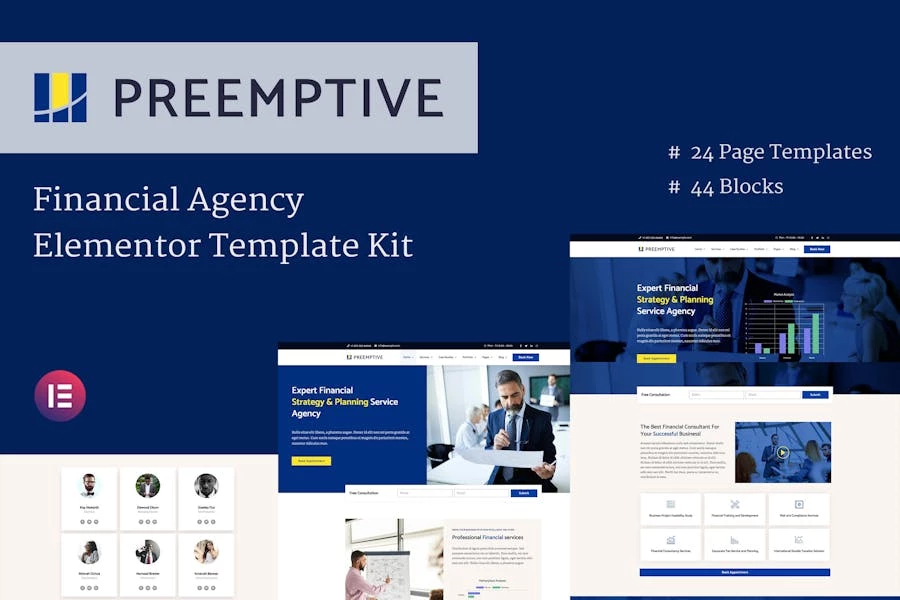 Preemptive – Template Kit Elementor para negocios y finanzas