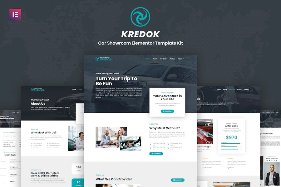 Kredok – Template Kit Elementor para sala de exposición de automóviles