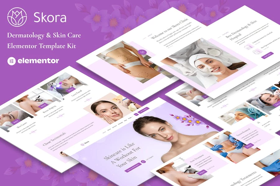Skora – Kit de plantillas Elementor para dermatología y cuidado de la piel