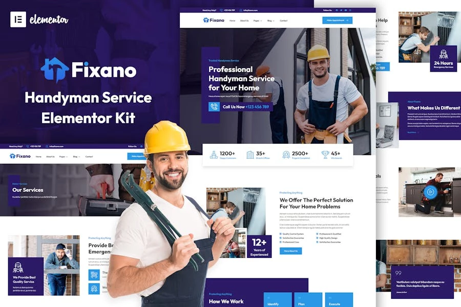 Fixano – Template Kit Elementor de Handyman Services