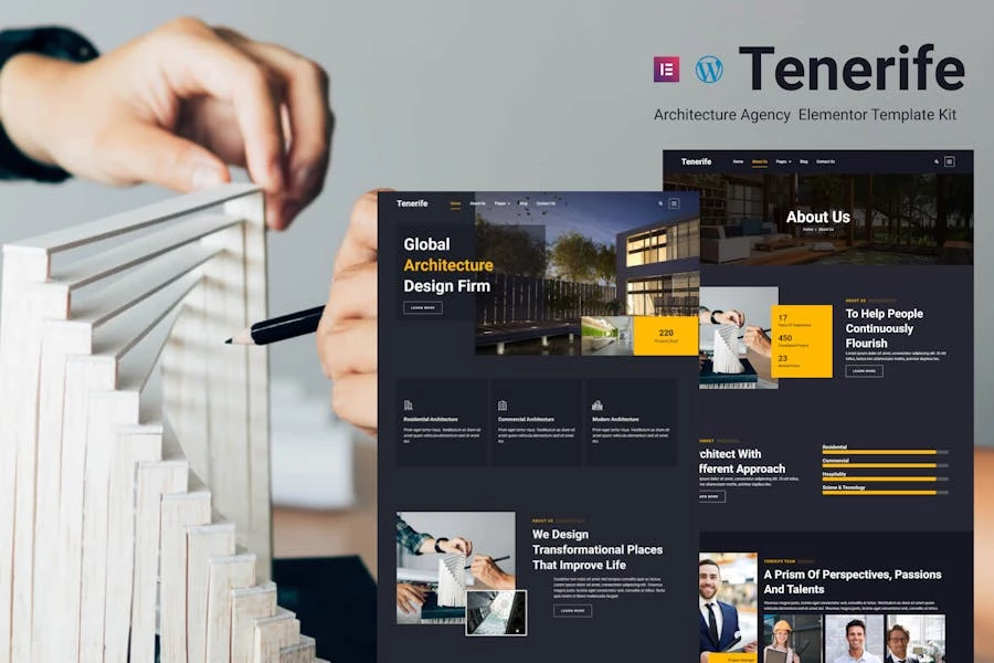 Tenerife – Template Kit Elementor para Agencia de Arquitectura