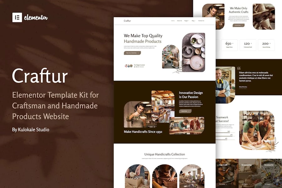 Craftur – Template Kit Elementor para artesanos y productos hechos a mano