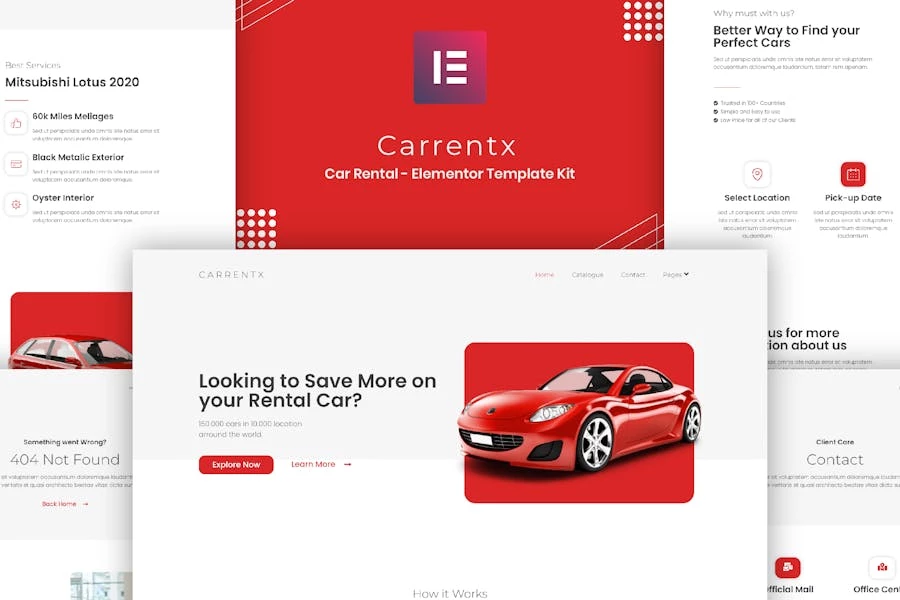 Carrentx – Template Kit Elementor para alquiler de coches