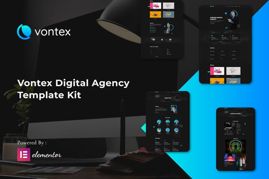 Vontex – Kit de plantillas Elementor para agencias digitales