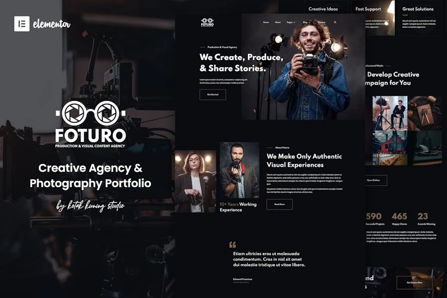 Foturo – Kit Elementor de plantillas Elementor para portafolios de fotografía y agencia creativa