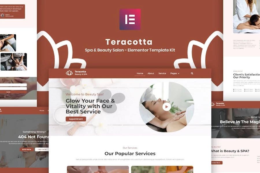 Teracotta – Spa y salón de belleza – Template Kit Elementor