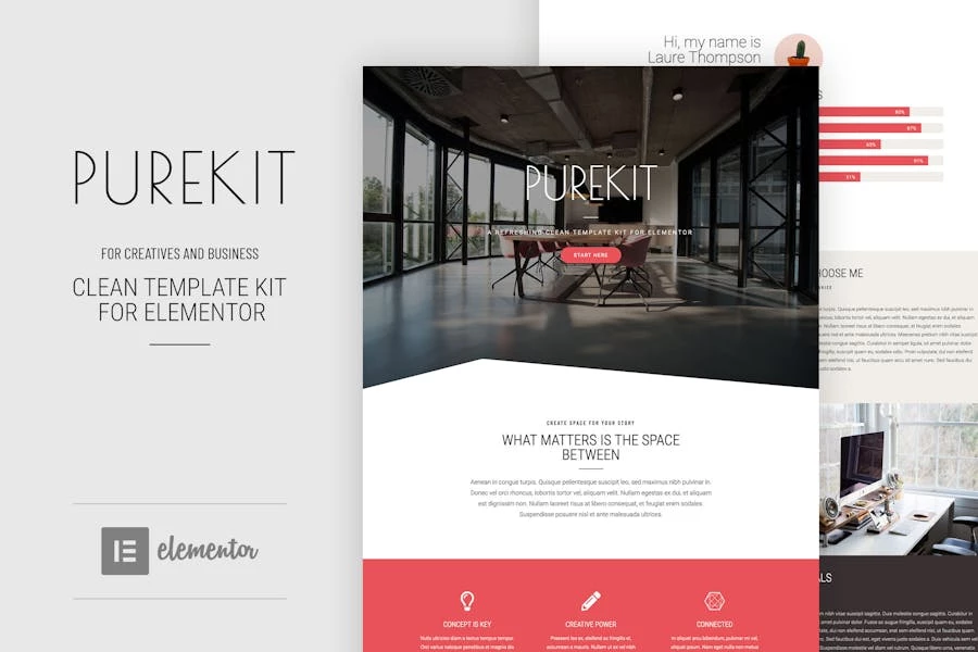 Purekit – Template Kit Elementor para creativos y negocios