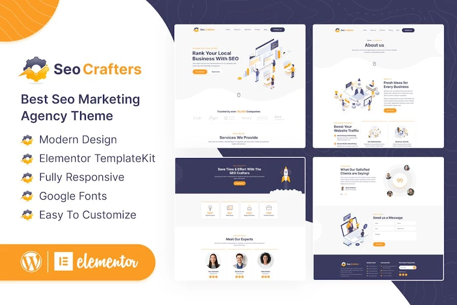 SeoCrafters – Template Kit de Elementor para agencias de marketing