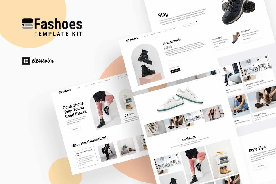 Fashoes – Kit de plantillas minimalistas Elementor para tienda de moda