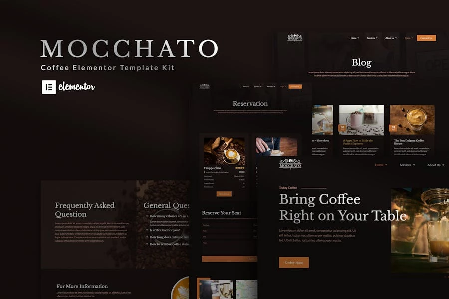 Mocchato – Kit de plantillas Elementor para cafeterías