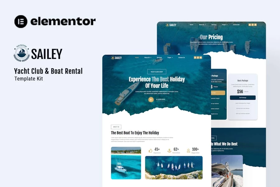 Sailey – Template Kit Elementor para clubes de yates y alquiler de barcos