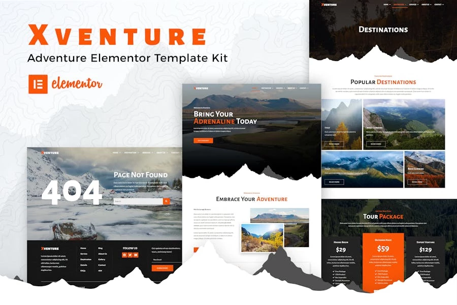 Xventure – Kit de plantillas de Travel Elementor