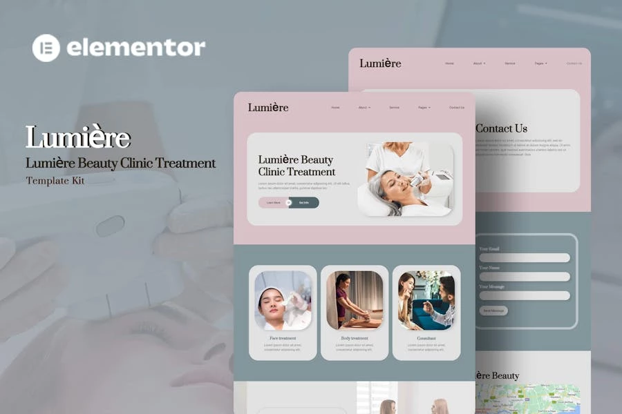 Lumiere – Kit de plantillas Elementor para tratamientos de clínicas de belleza