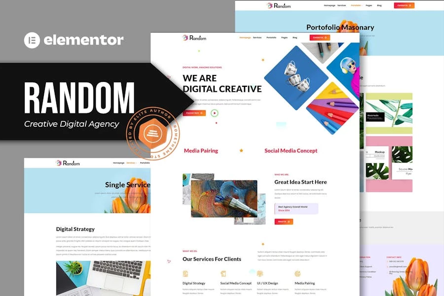 Random – Template Kit Elementor para Agencia digitales creativas