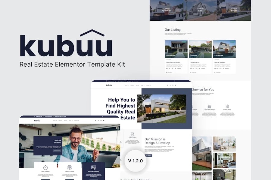 Kubuu – Template Kit Elementor de bienes raíces