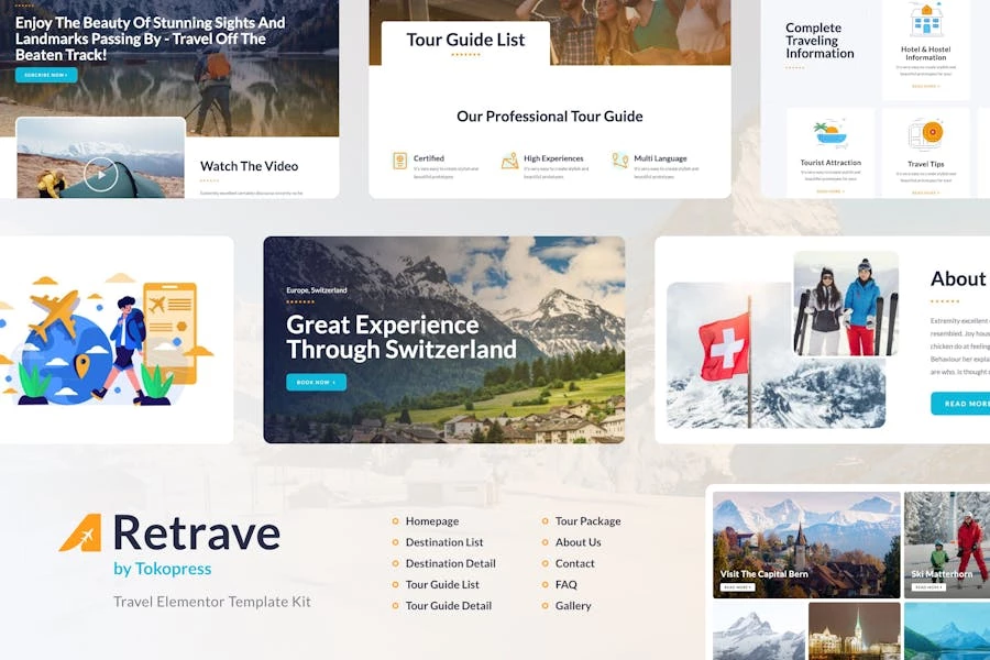 Retrave | Template Kit Elementor para Agencia de viajes y viajes