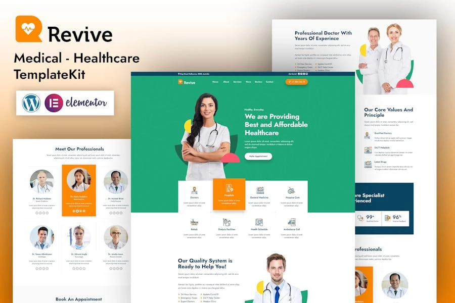 Revive – Template Kit de Elementor médico