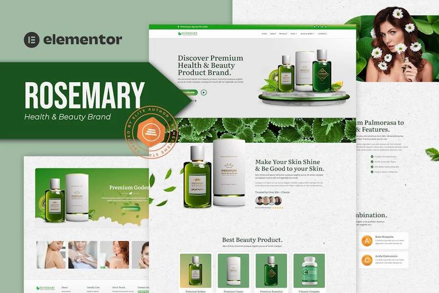 Rosemary – Template Kit Elementor para marca Salud y Belleza