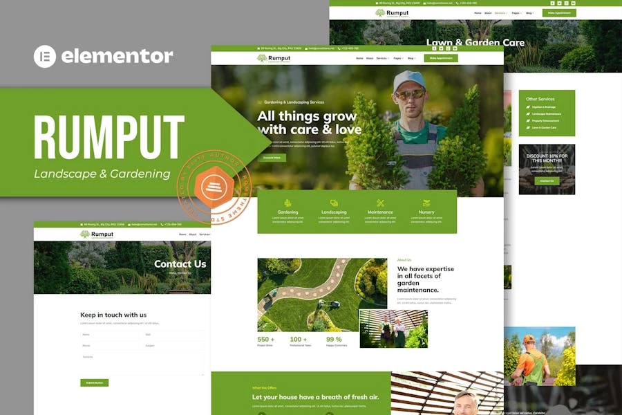 Rumput – Template Kit Elementor para servicios de jardinería y jardinería