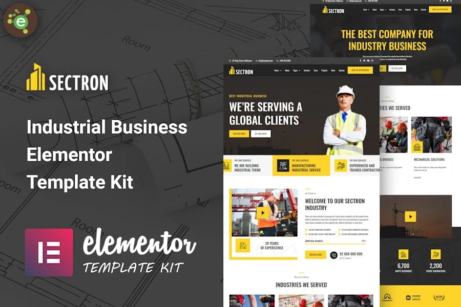 Sectron – Template Kit de Elementor para empresas industriales