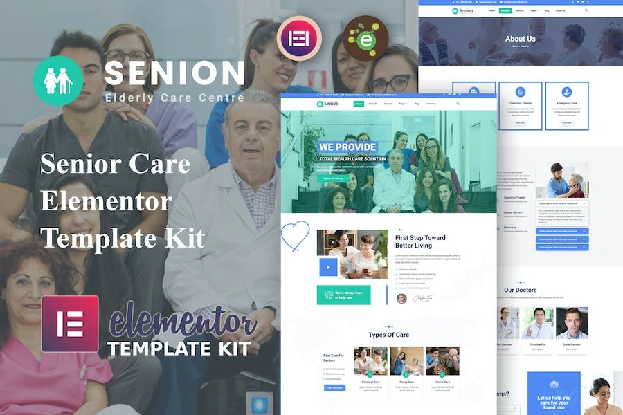 Senion – Template Kit Elementor para el cuidado de personas mayores