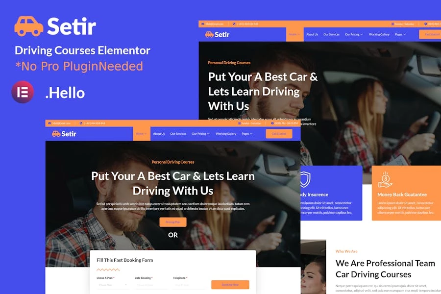 Setir – Kit de plantillas Elementor para cursos de conducción