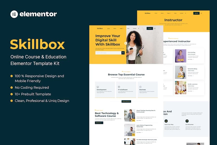 Skillbox – Template Kit de Elementor para cursos y educación en línea