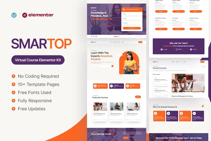 Smartop – Template Kit Elementor Pro para cursos virtuales
