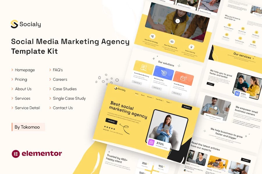Socialy – Kit de plantillas Elementor Pro de la Agencia de Marketing en Redes Sociales