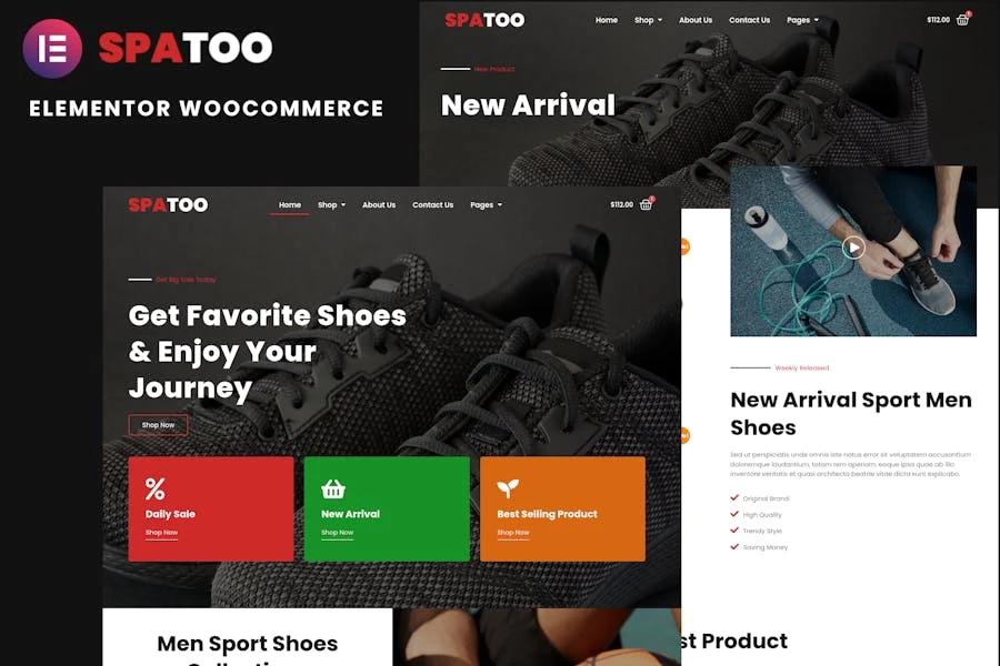 Spatoo – Template Kit Elementor de comercio electrónico de zapatos modernos
