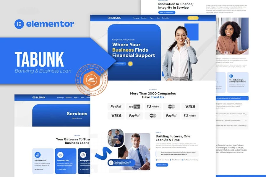 Tabunk — Kit de plantillas Elementor para préstamos bancarios y empresariales