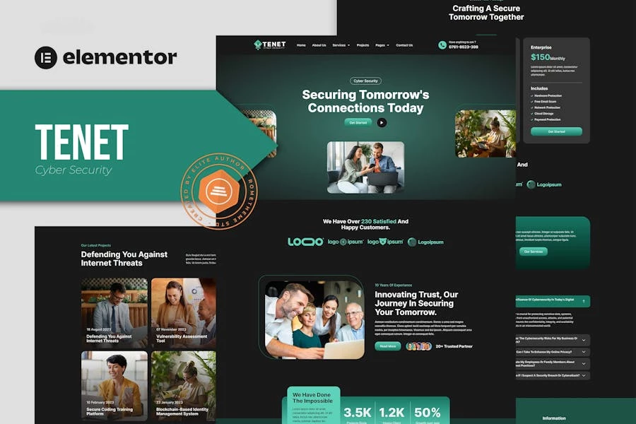 Tenet – Kit de plantillas Elementor Pro para servicios de ciberseguridad