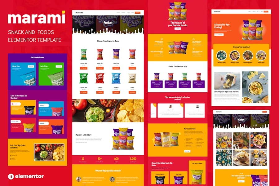 Marami – Template Kit para panadería y marca de aperitivos