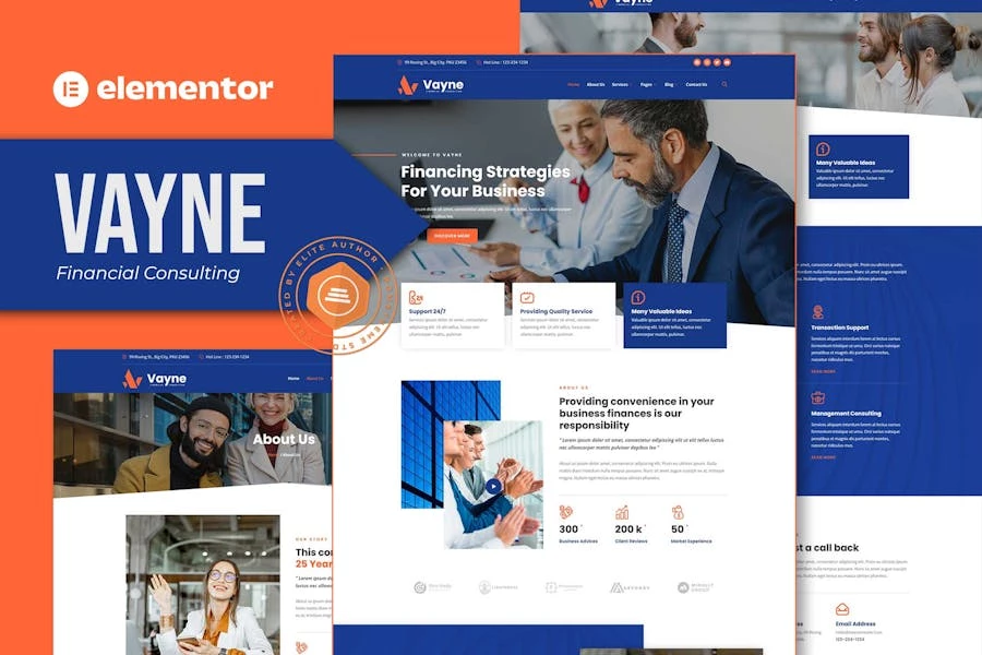 Vayne – Template Kit Elementor de consultoría financiera