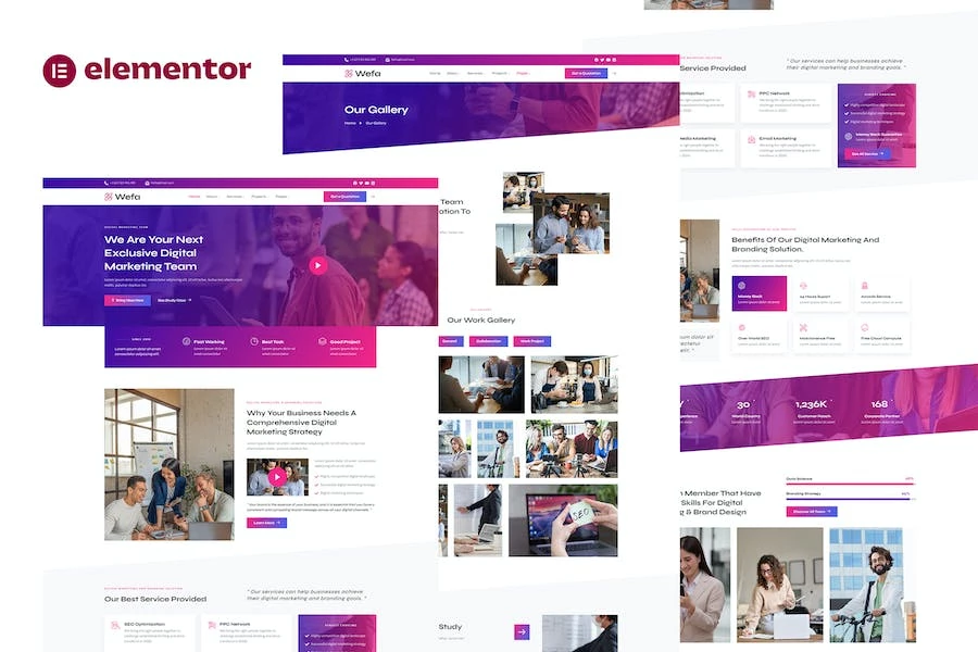 Wefa – Template Kit Elementor para Agencia marketing digital y diseño de marca