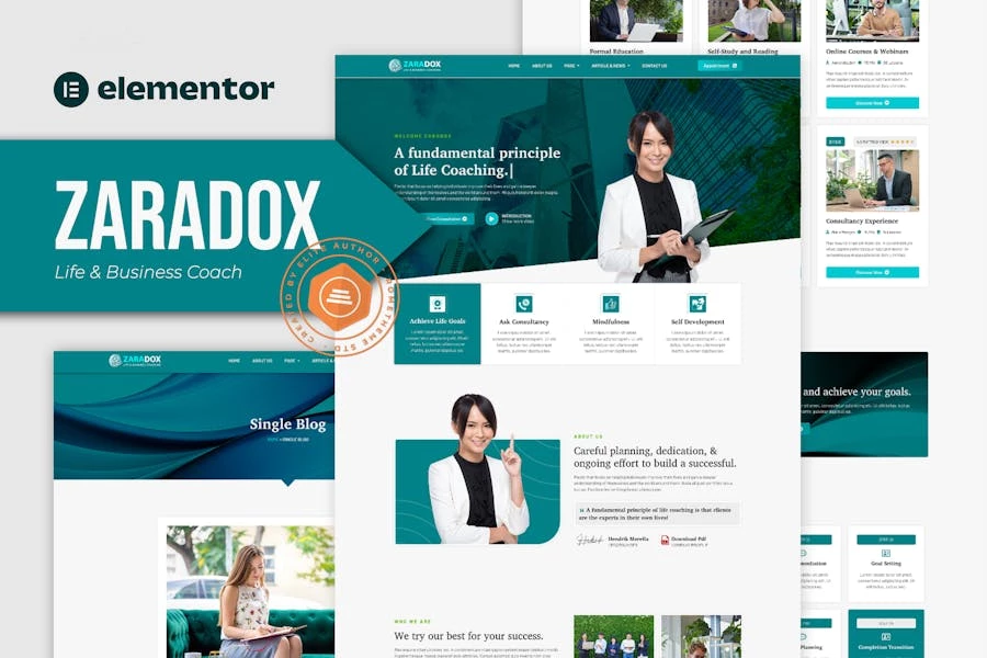 Zaradox – Kit de plantillas Elementor para entrenador de vida y negocios