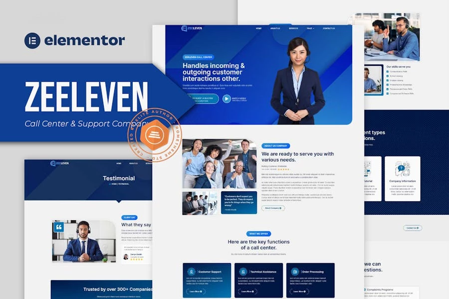 Zeeleven – Kit de plantillas Elementor para centros de llamadas y empresas de soporte