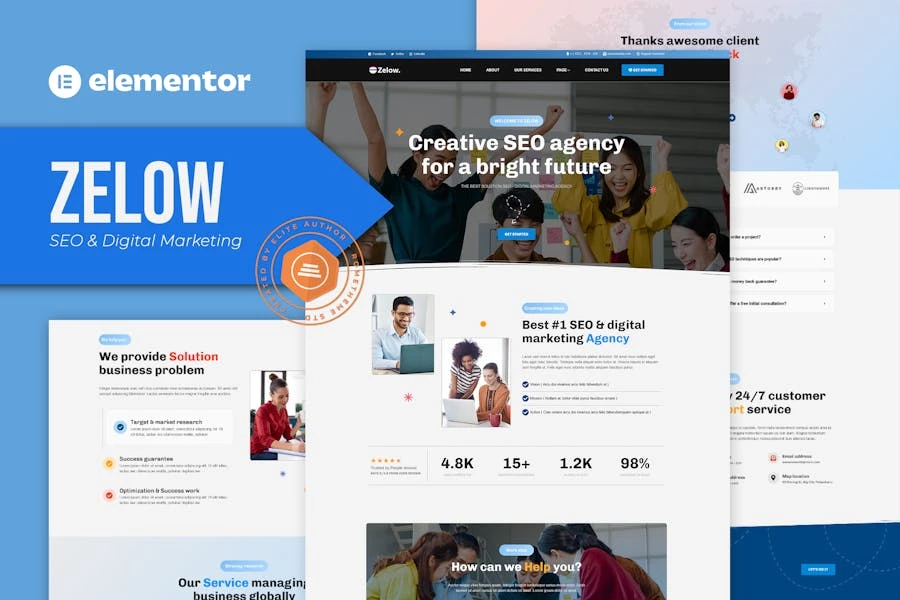 Zelow – Template Kit Elementor para Agencia de SEO y marketing digital
