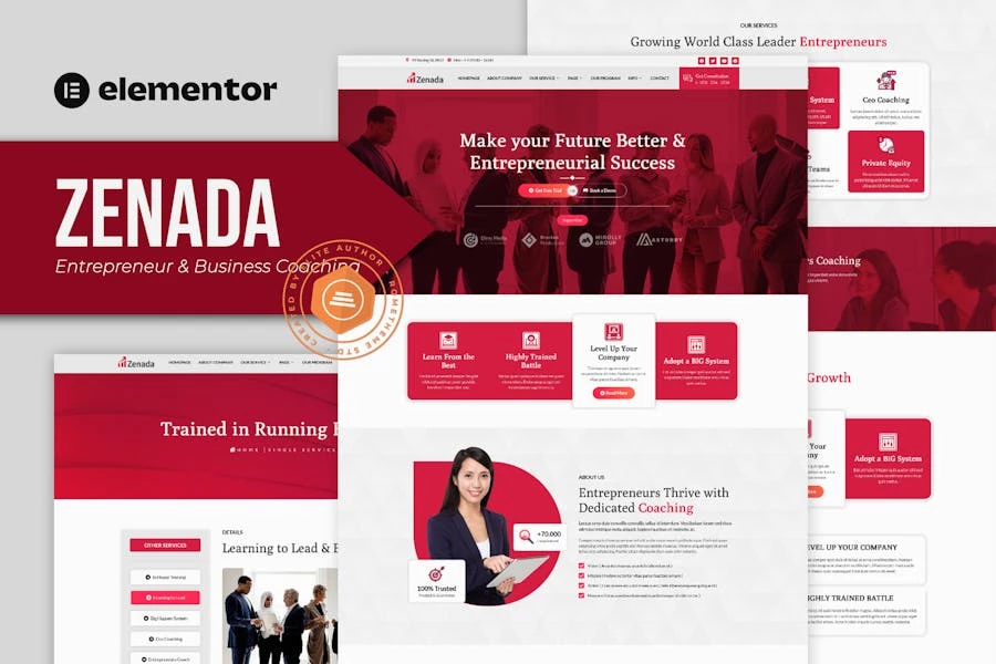 Zenada – Template Kit Elementor para emprendedores y coaching empresarial
