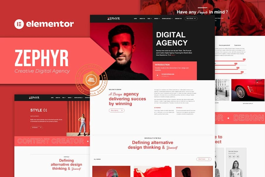 Zephyr – Kit de plantillas Elementor para Agencia Digital Creativa