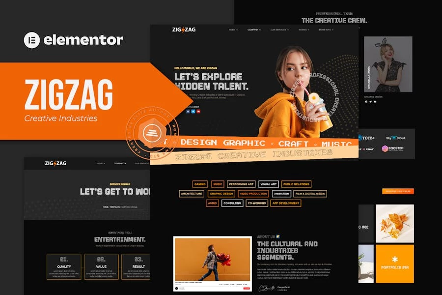 Zigzag – Template Kit Elementor para industrias creativas