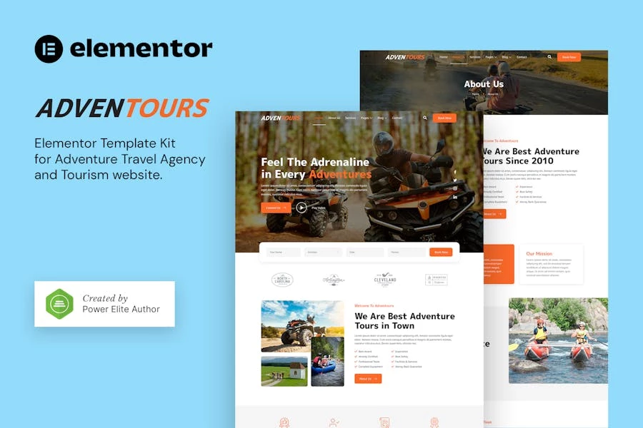 Adventours – Template Kit de Elementor para Agencia de viajes de aventura y