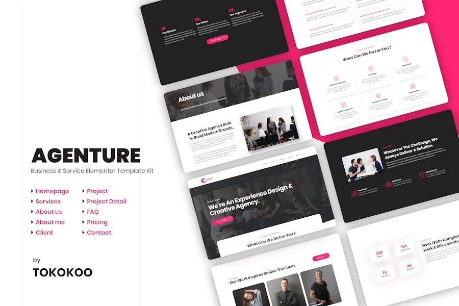 Agenture | Template Kit de Elementor para Agencia digitales y startups