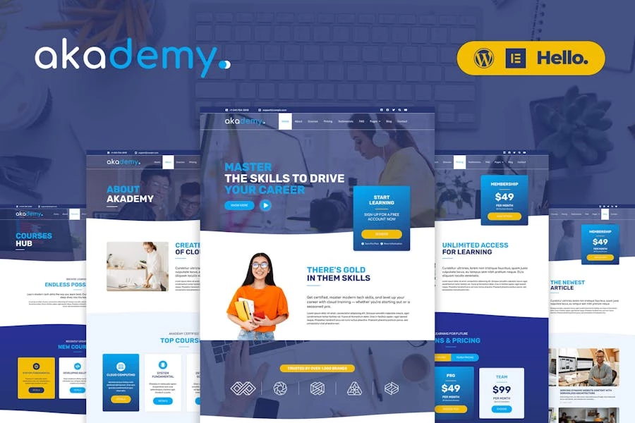 Akademy – Template Kit de cursos en línea Elementor