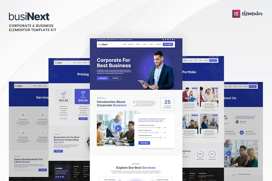Businext – Template Kit de Elementor de negocios Corporativa