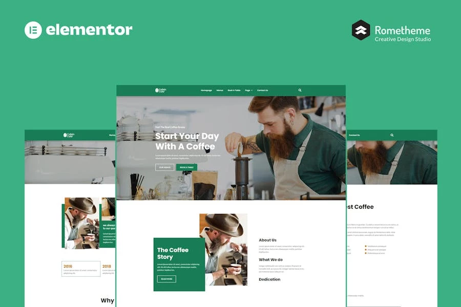 Cafein – Template Kit de sitio completo Coffee Bar & Cafe Elementor Pro